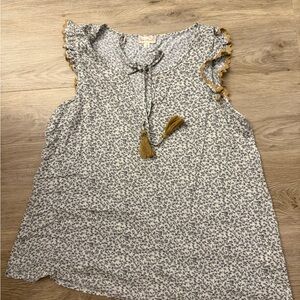 Floral Sleeveless Top with Tassel Detail